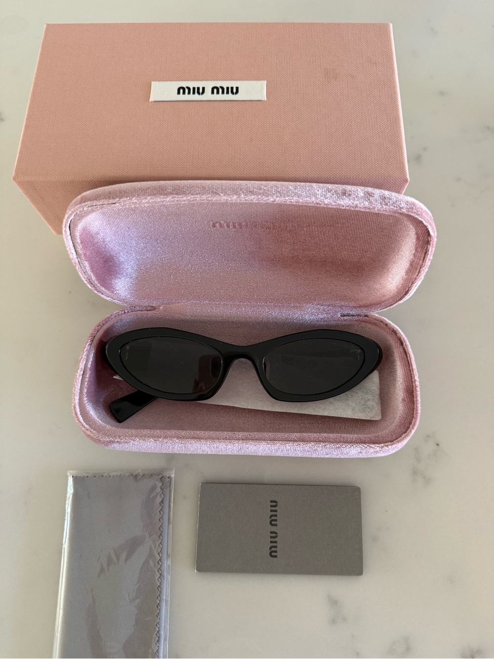 Miu Miu Black Slim Cat-Eye Sunglasses
